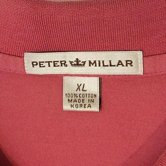 Peter Millar Golf Polo Mens XL Pink Short Sleeve Hidden Creek NJ Crest Preppy - Picture 6 of 9
